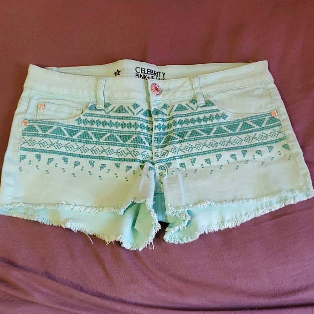 Celebrity Pink Jeans mint green jean shorts